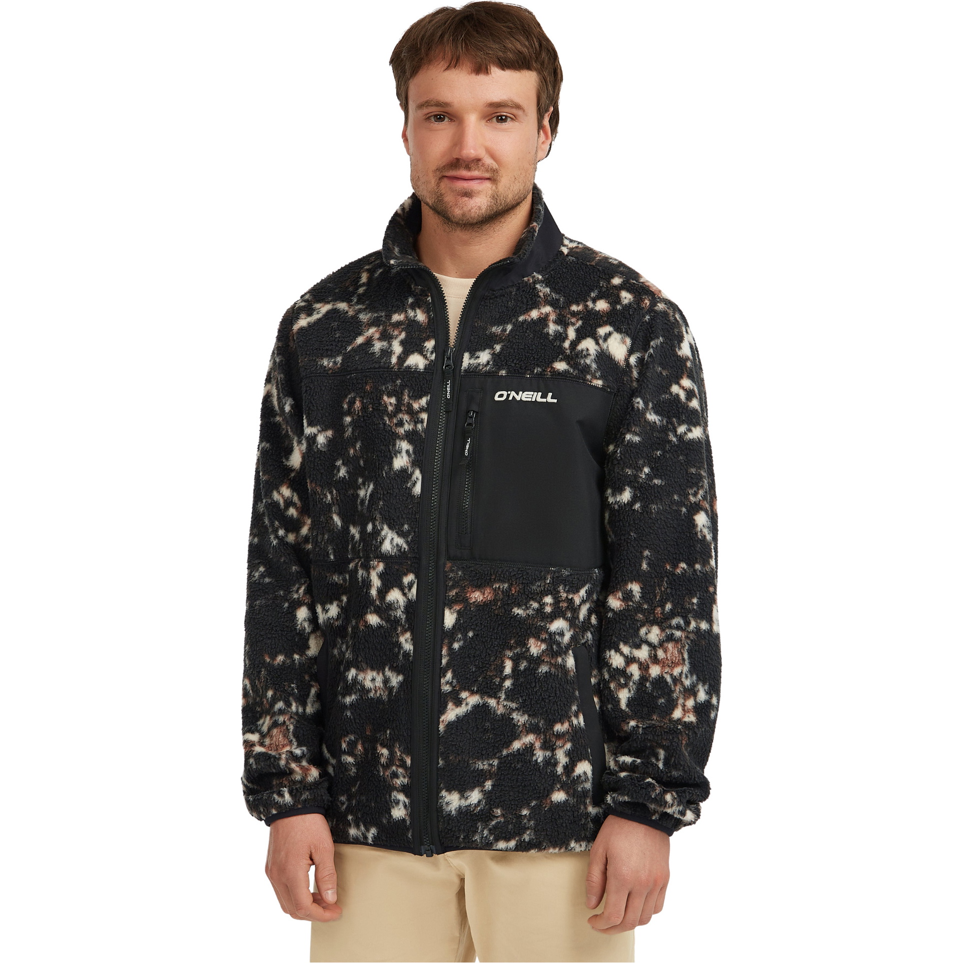 2025 O'Neill Mens Must-Have High Pile Full Zip Fleece 2350133 - Black / Beige Quarry